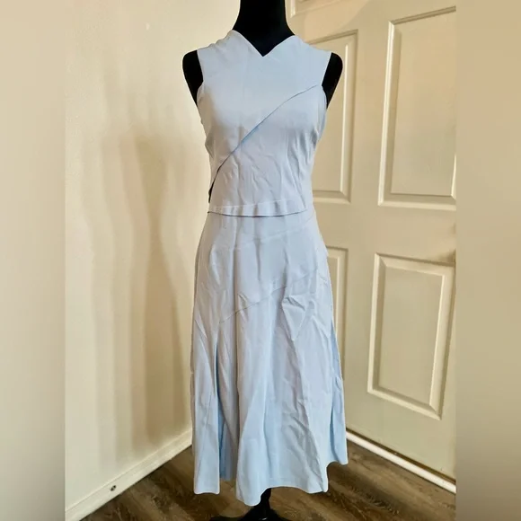 REISS Paige Baby Blue Wedding Guest Dress - Picture 3 of 8